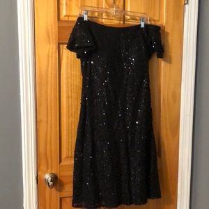 Roz & Ali Black Sequin Off the Shoulder Dress
